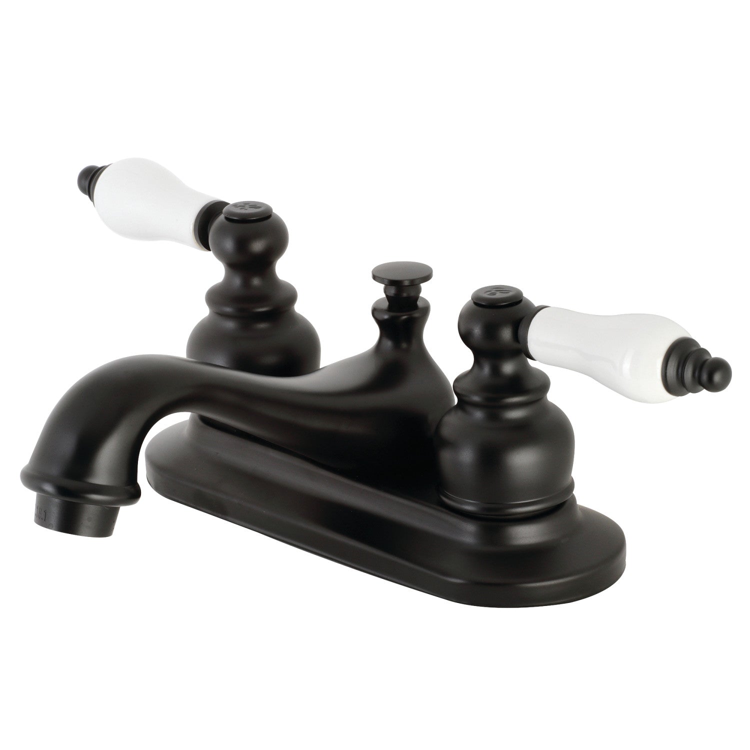 Kingston Heirloom KB600PL - Restoration Double-Handle 3 trous montage sur plage 4-Inch Centerset Robinet de salle de bain avec drain à tirette, noir mat