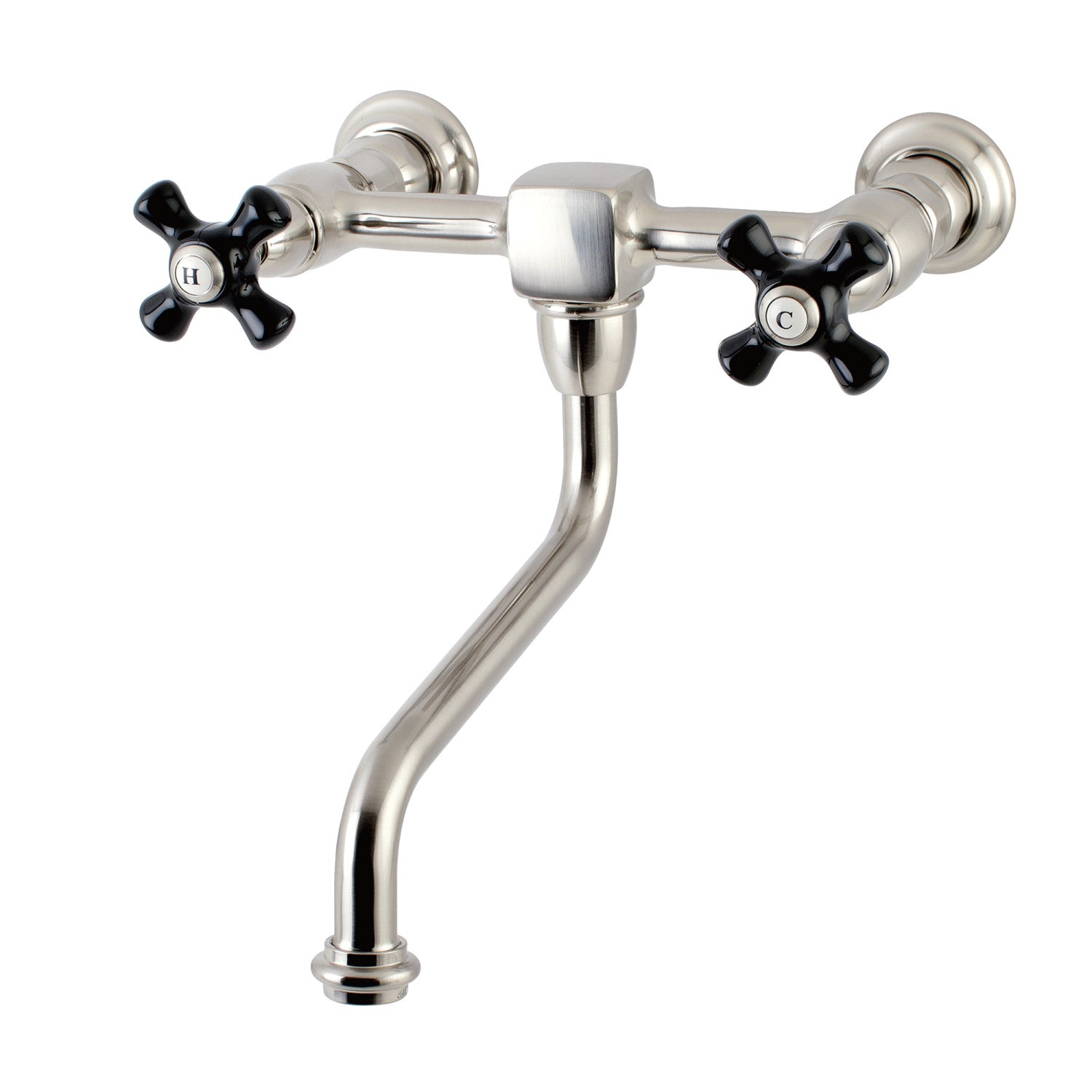 Kingston Heirloom KS1218PKX - Robinet de salle de bains à double poignée 2 trous Wall Mount, Nickel brossé