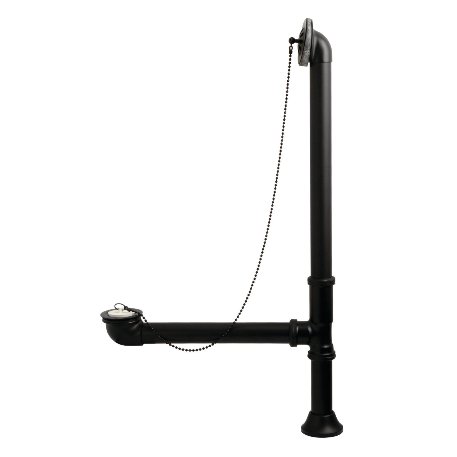Kingston Heirloom CC2090 - Vintage Brass Chain and Stopper Tub Waste and Overflow, Matte Black