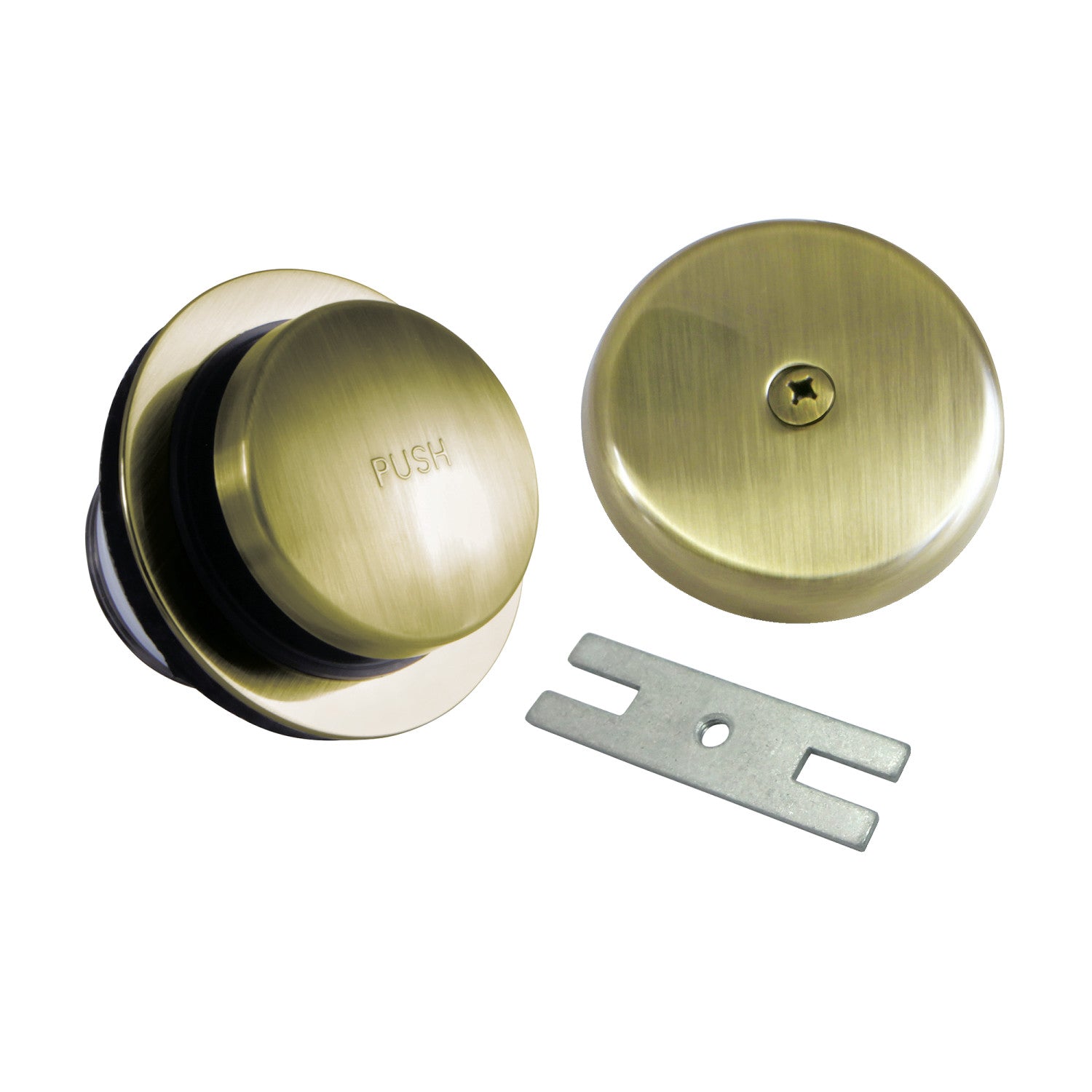 Kingston Tulare DTT5302A3 - Trimscape Zinc Alloy Alloy Toe Touch Tub Drain Conversion Kit, Antique Brass