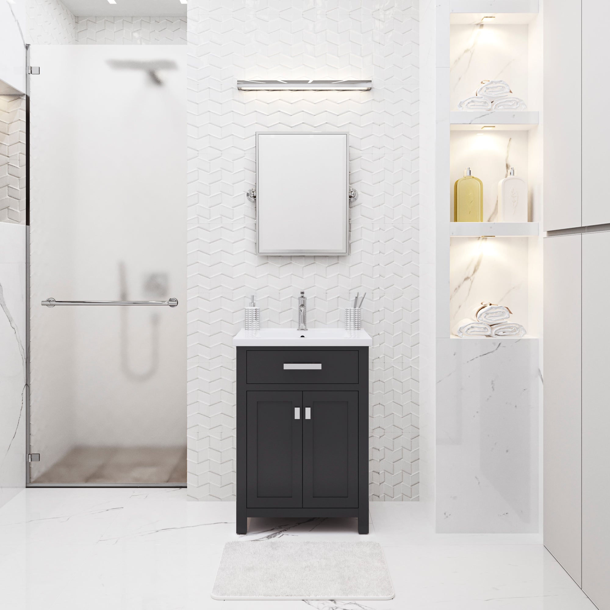 Kingston Luxe MY24CR01ES - 24 in. x 18.3 in. Bathroom Vanity Integrated Ceramic Top and Sink, Espresso
