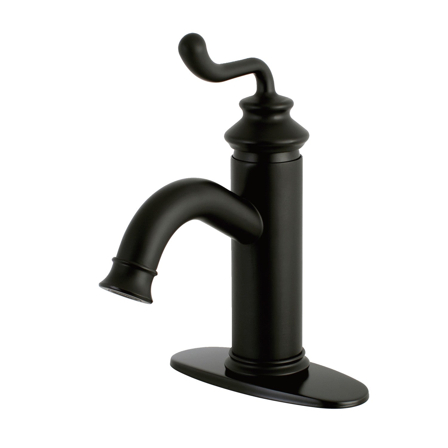 Kingston Heirloom LS5410RL - Royale Robinet de salle de bain à une poignée 1 trou avec plaque de pont et bonde à tirette, noir mat