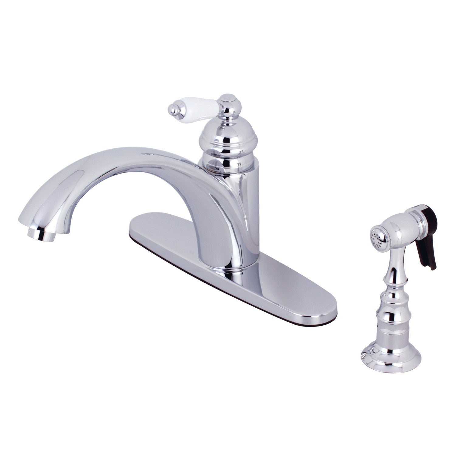 Kingston Vintage KS6571PLBS Robinet de cuisine à une poignée 2-or-4 avec pulvérisateur en laiton, chrome poli
