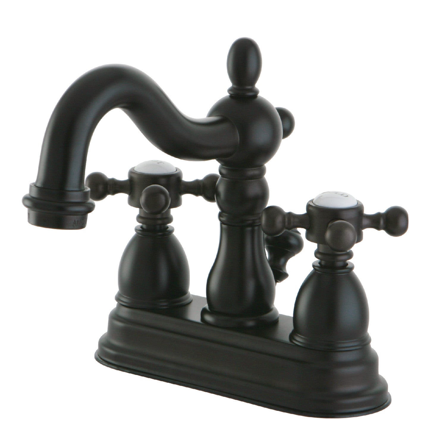 Kingston Heirloom KS1605BX - Heritage Double-Handle 3 trous montage sur plage 4-Inch Centerset Robinet de salle de bains avec laiton à tirette, bronze frotté à l'huile