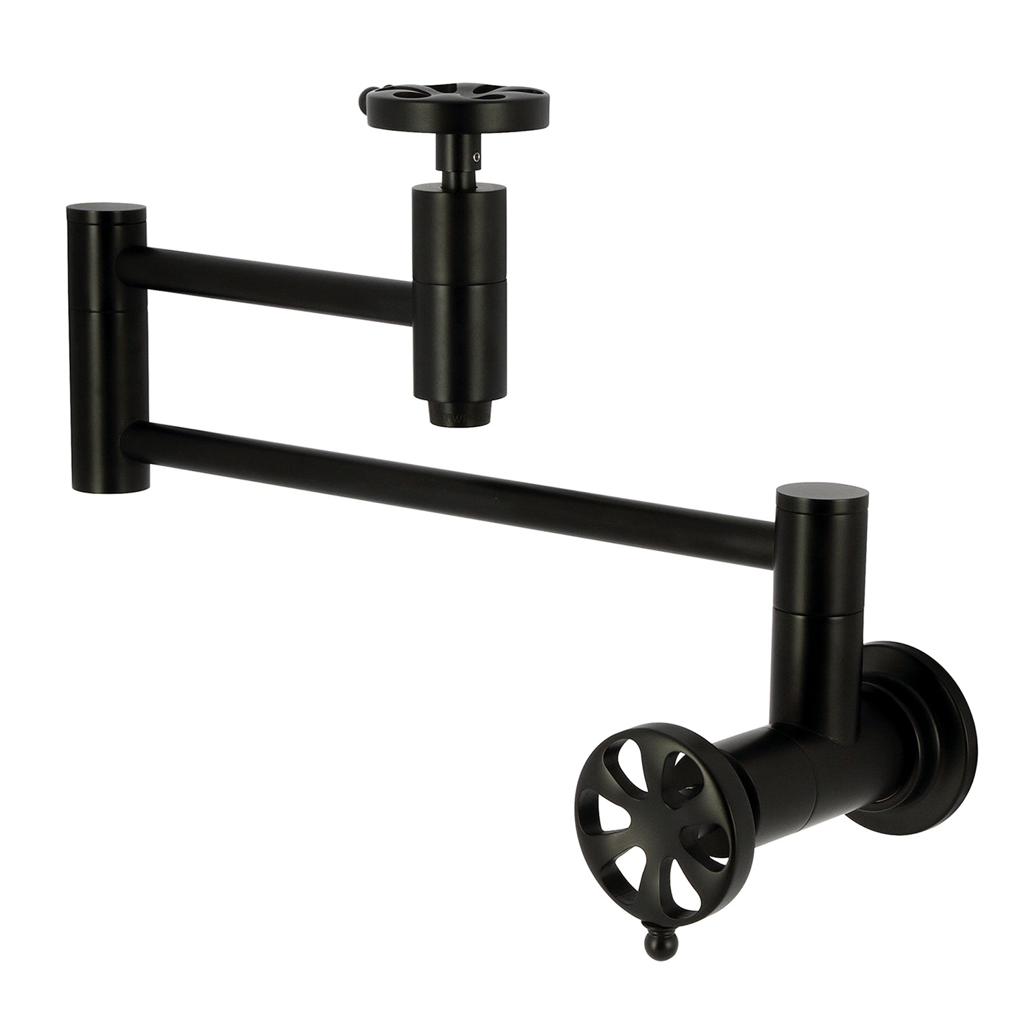 Kingston Sona KS8100RX - Robinet de remplissage de pot de montage mural Belknap à deux poignées 1 trou, noir mat
