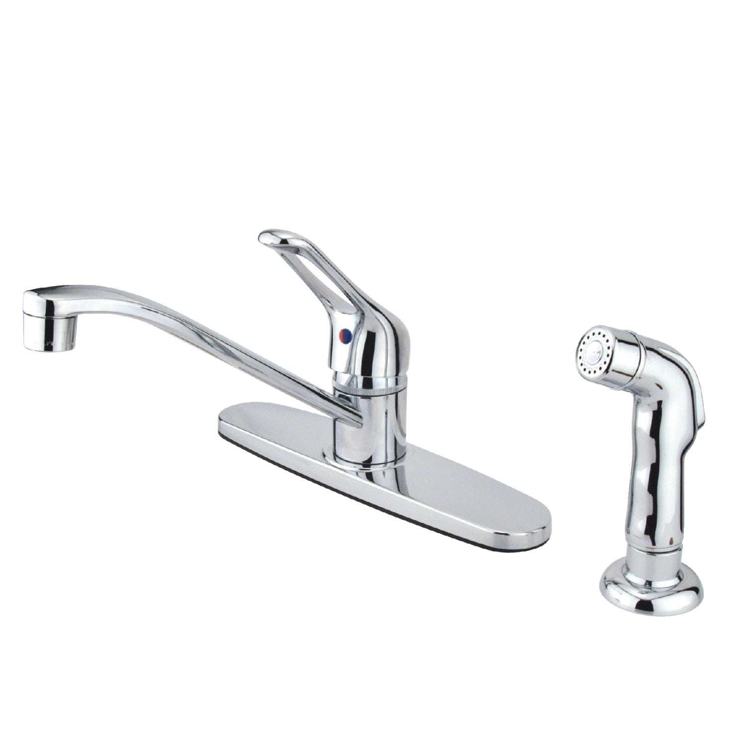 Kingston Tulare FB562SP - Wyndham One-Handle 4 trous 8 Robinet de cuisine central avec pulvérisateur latéral, chrome poli