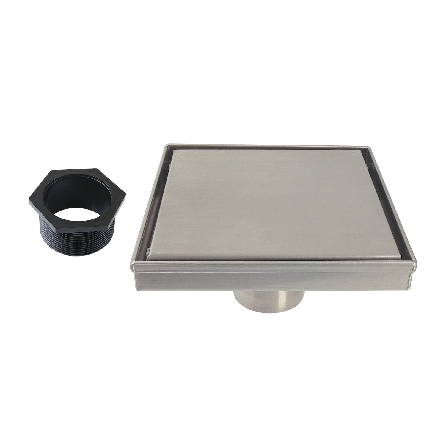 Kingston Watercourse BSF6628 6-Inch Stainless Steel Square Shower Drain with Hair Catcher, Brushed Nickel