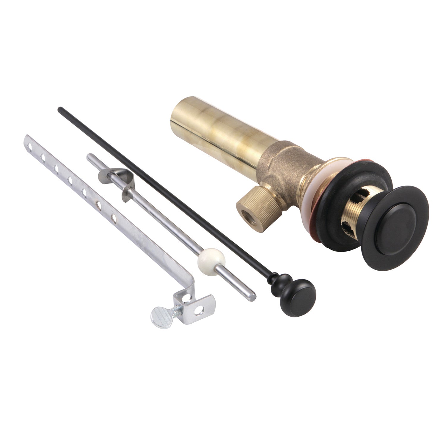 Kingston Trimscape KB2000 Brass Pop-Up Bathroom Sink Drain with Overflow, 22 Gauge, Matte Black