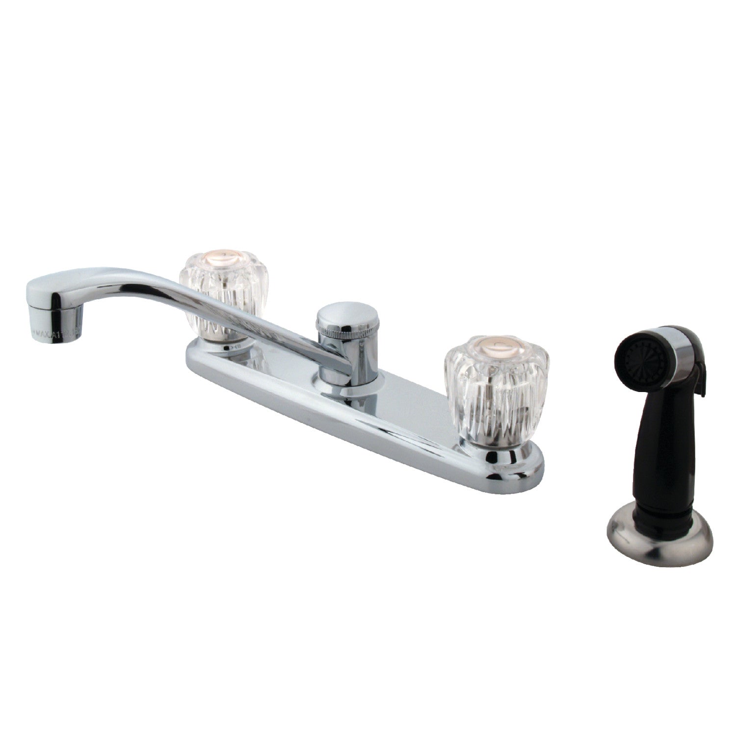 Kingston Tulare KB112 - Americana Robinet de cuisine à deux poignées 4 trous 8" avec pulvérisateur latéral, chrome poli