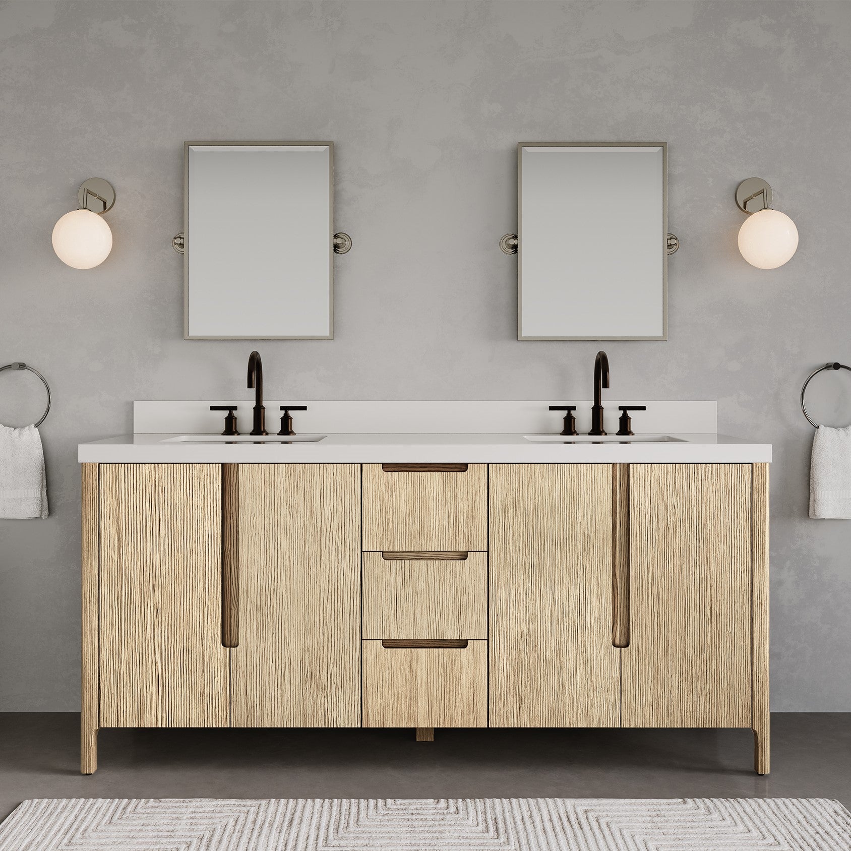 Kingston Luxe SE72QZ00CL - 72 in. x 22 in. Bathroom Vanity Double Sink with White Quartz Top, Casa Latte