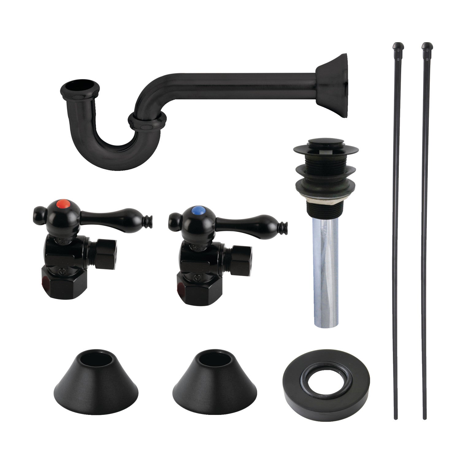 Kingston Heirloom CC43100VKB30 - Trimscape Traditional Plumbing Sink Trim Kit with P-Trap and Drain, Matte Black