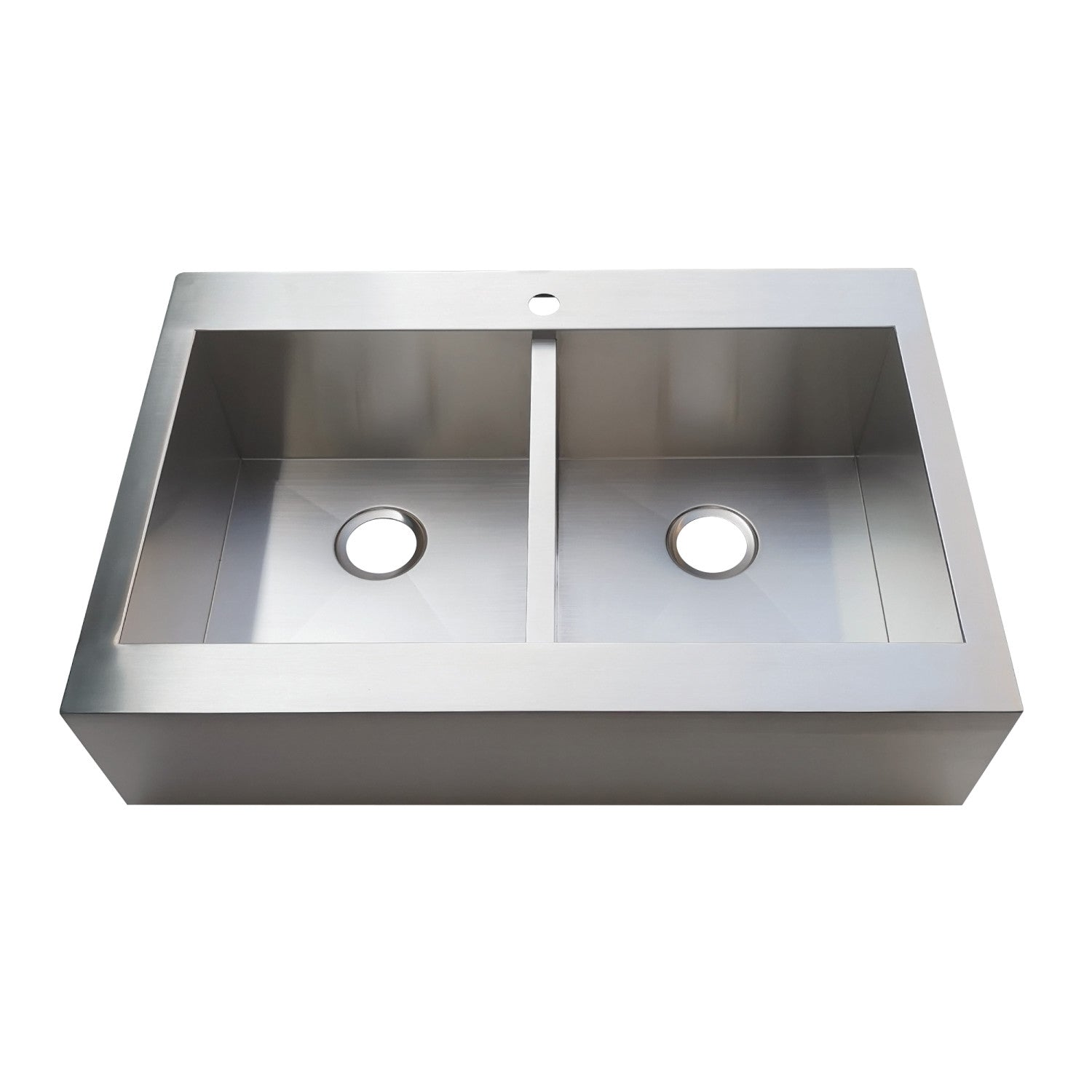 Kingston Sona GKTDF332491 - Edinburg 33-Inch Stainless Steel Apron-Front Double Bowl Farmhouse Kitchen Sink, Brushed Stainless Steel
