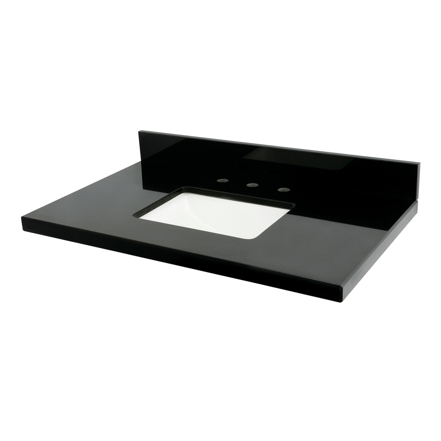 Kingston Tulare KVPK3622K38SQ - Templeton 36-Inch Black Granite Vanity Top (8" Faucet Drillings), Black/White