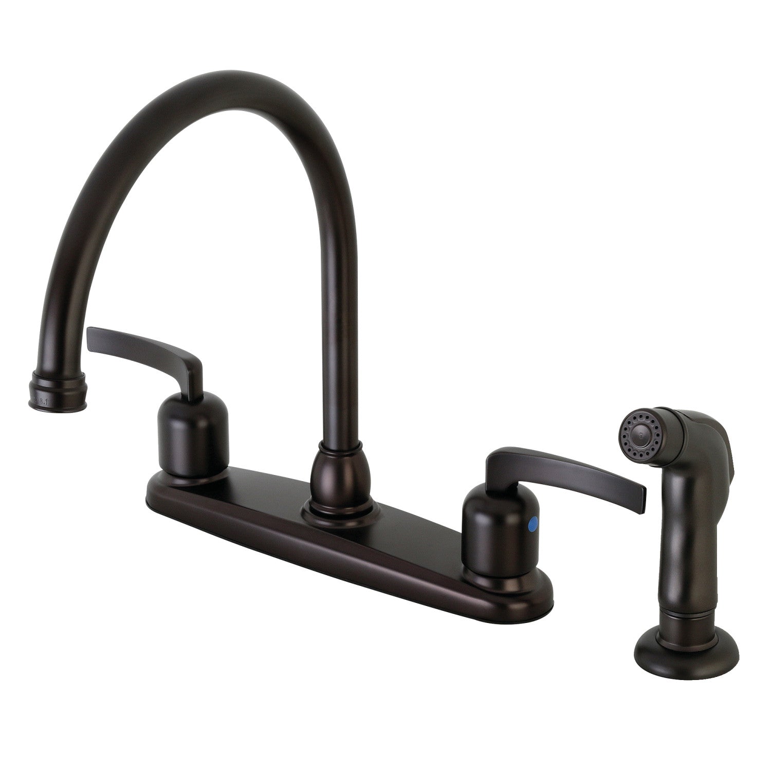 Kingston Tulare FB795EFLSP - Centurion à deux poignées 4 trous 8" Centerset Robinet de cuisine avec pulvérisateur latéral, bronze frotté à l'huile