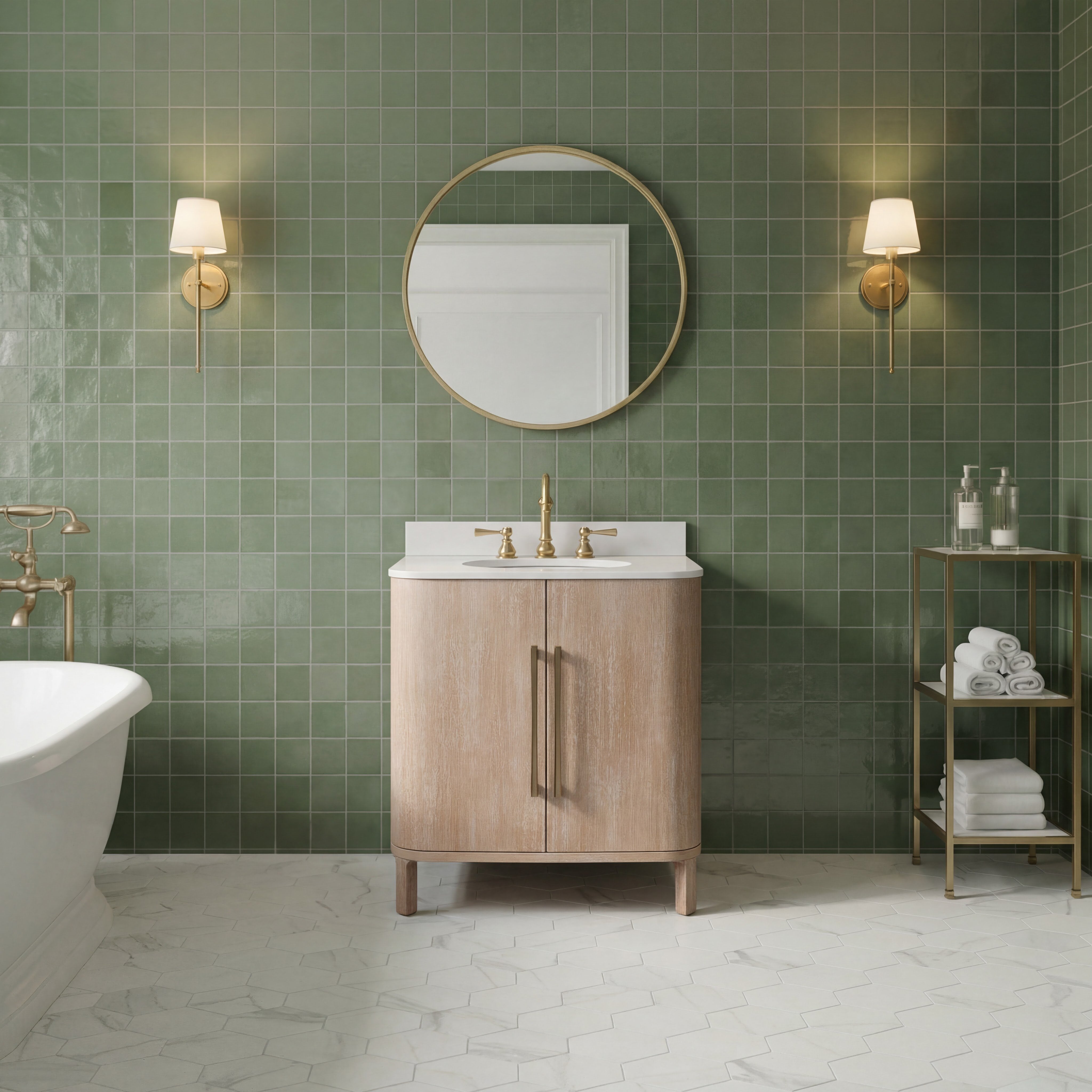 Kingston Luxe CI30EM08TL - 30 in. x 22 in. Bathroom Vanity Single Sink Freestanding with Whitebrook Engineered Marble Top, Toffee Latte