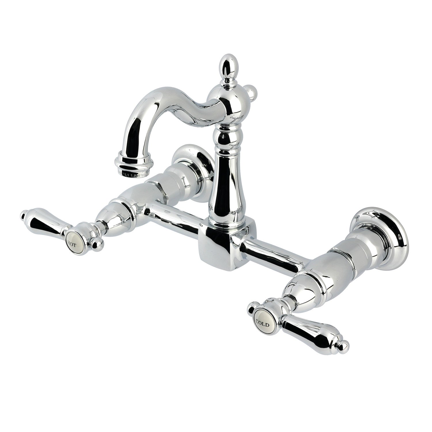 Kingston Heirloom KS2441BAL - Robinet de cuisine à deux poignées 2 trous Wall Mount Bridge, chrome poli