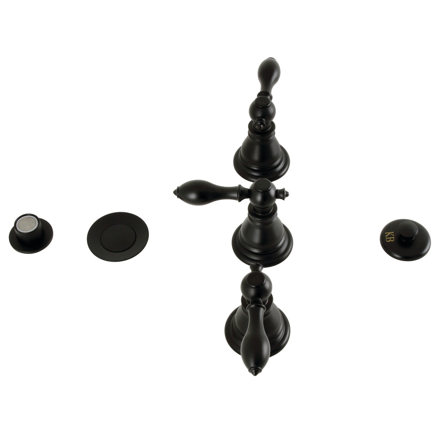 Kingston Heirloom KB320ACL - Robinet de bidet vertical à trois poignées classique en laiton, noir mat