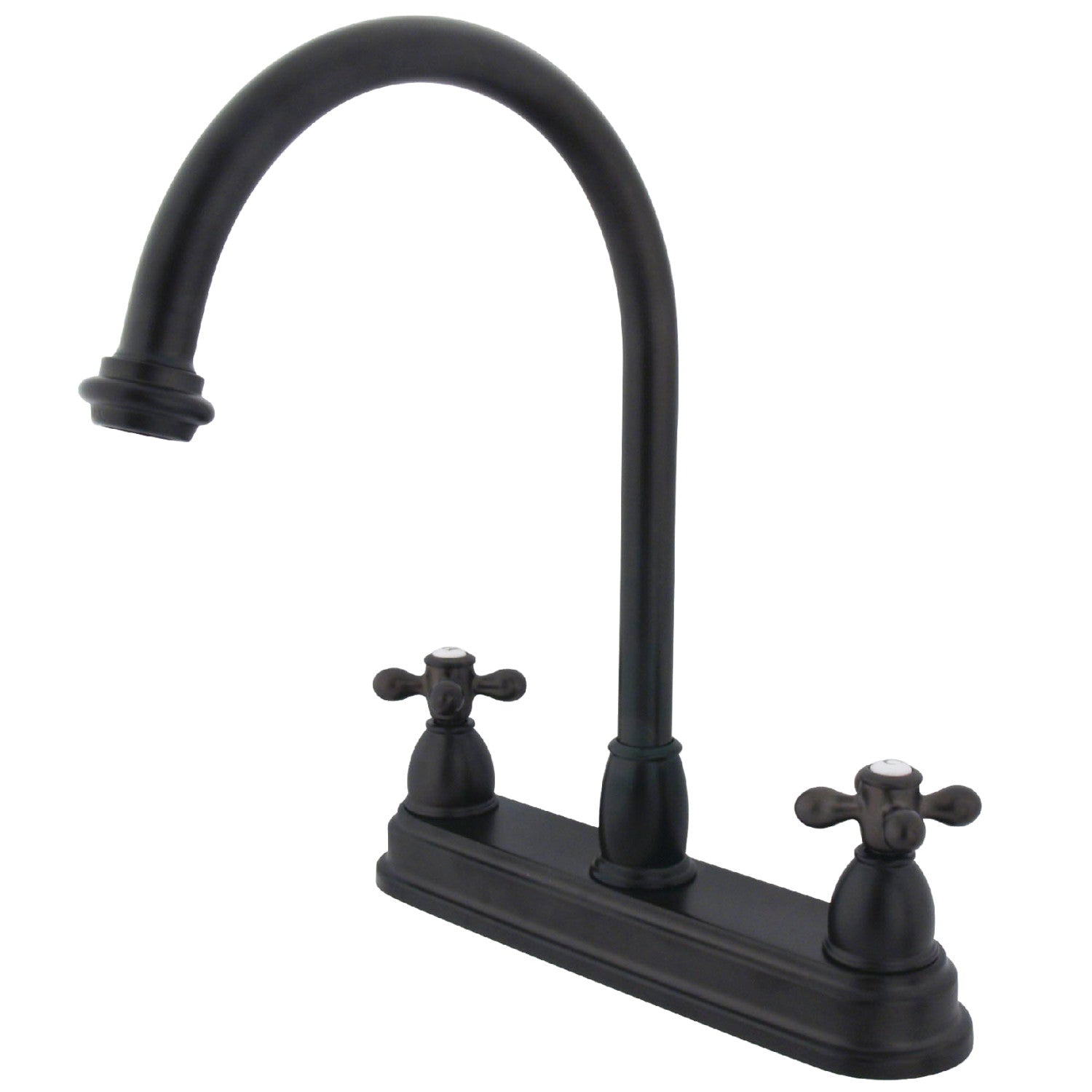 Kingston Heirloom KB3745AX - Robinet de cuisine central à deux poignées de restauration 3 trous 8", Bronze frotté à l'huile
