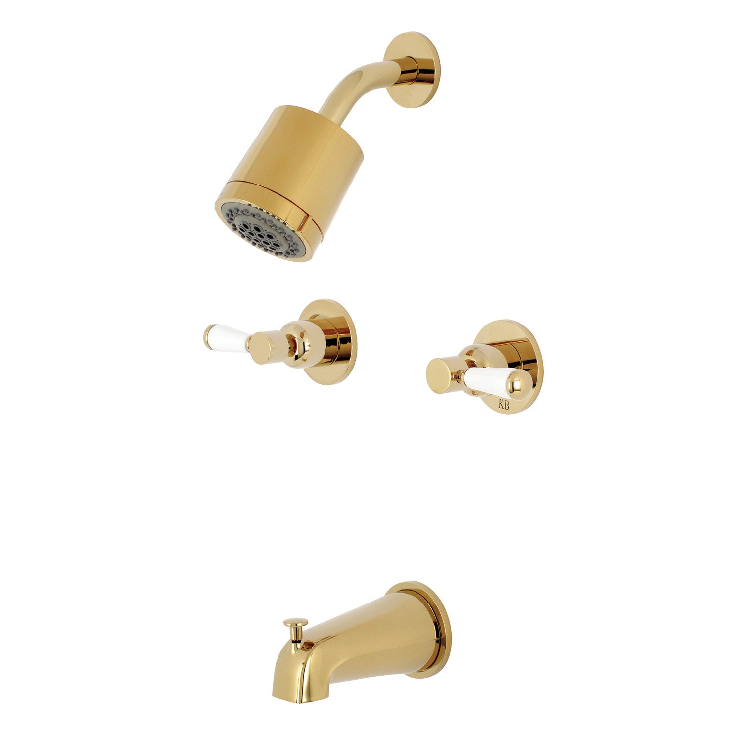 Kingston Tulare KBX8142DPL - Robinet de douche et baignoire à double poignée Paris, laiton poli
