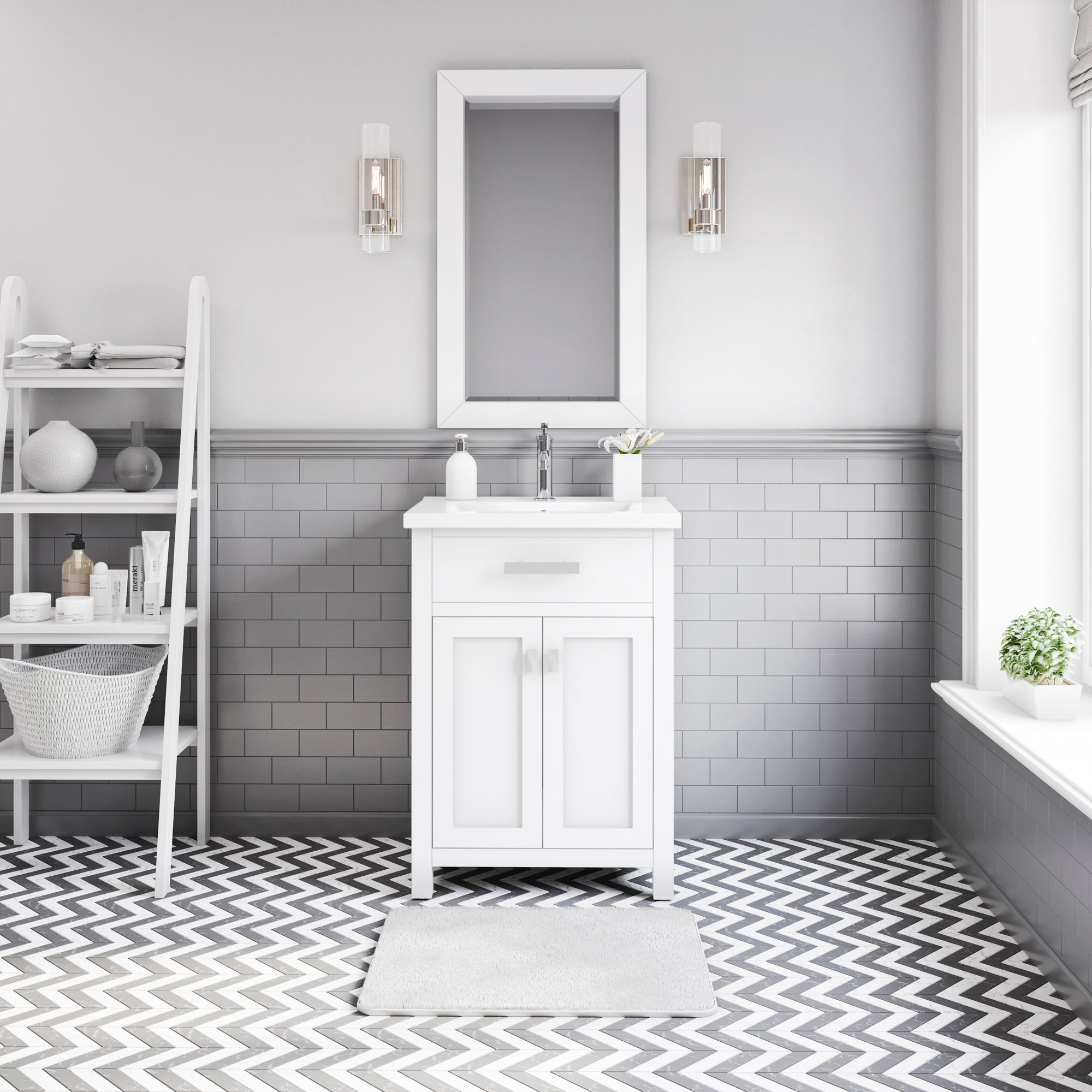 Kingston Luxe MY24CR01PW - 24 in. x 18.3 in. Bathroom Vanity White Ceramic Top, Pure White
