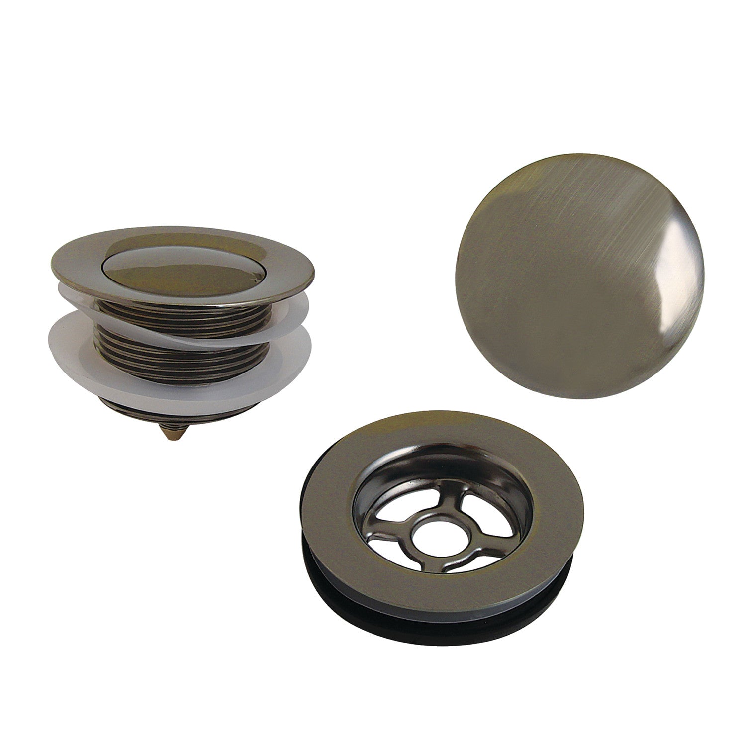 Kingston Trimscape VTDETRIMAN Toe Touch Tub Drain Trim Kit, Antique Nickel
