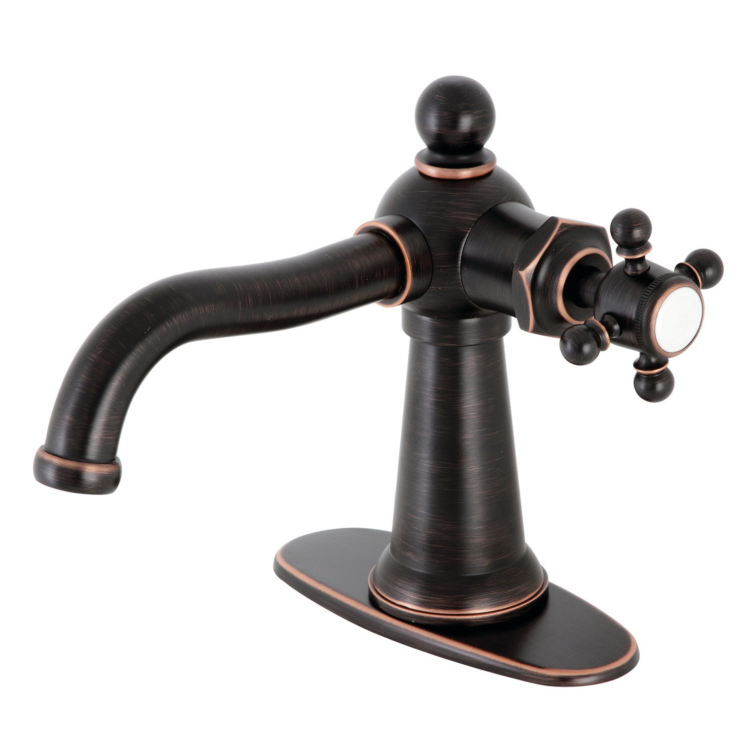 Kingston Heirloom KSD154BXNB - Robinet de salle de bain à une poignée nautique 1 trou avec plaque de pont et bonde à tirette, Naples Bronze