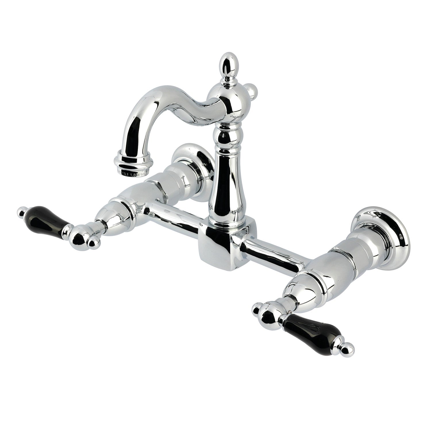 Kingston Heirloom KS2441PKL - Robinet de cuisine à deux poignées 2 trous Wall Mount Bridge, chrome poli