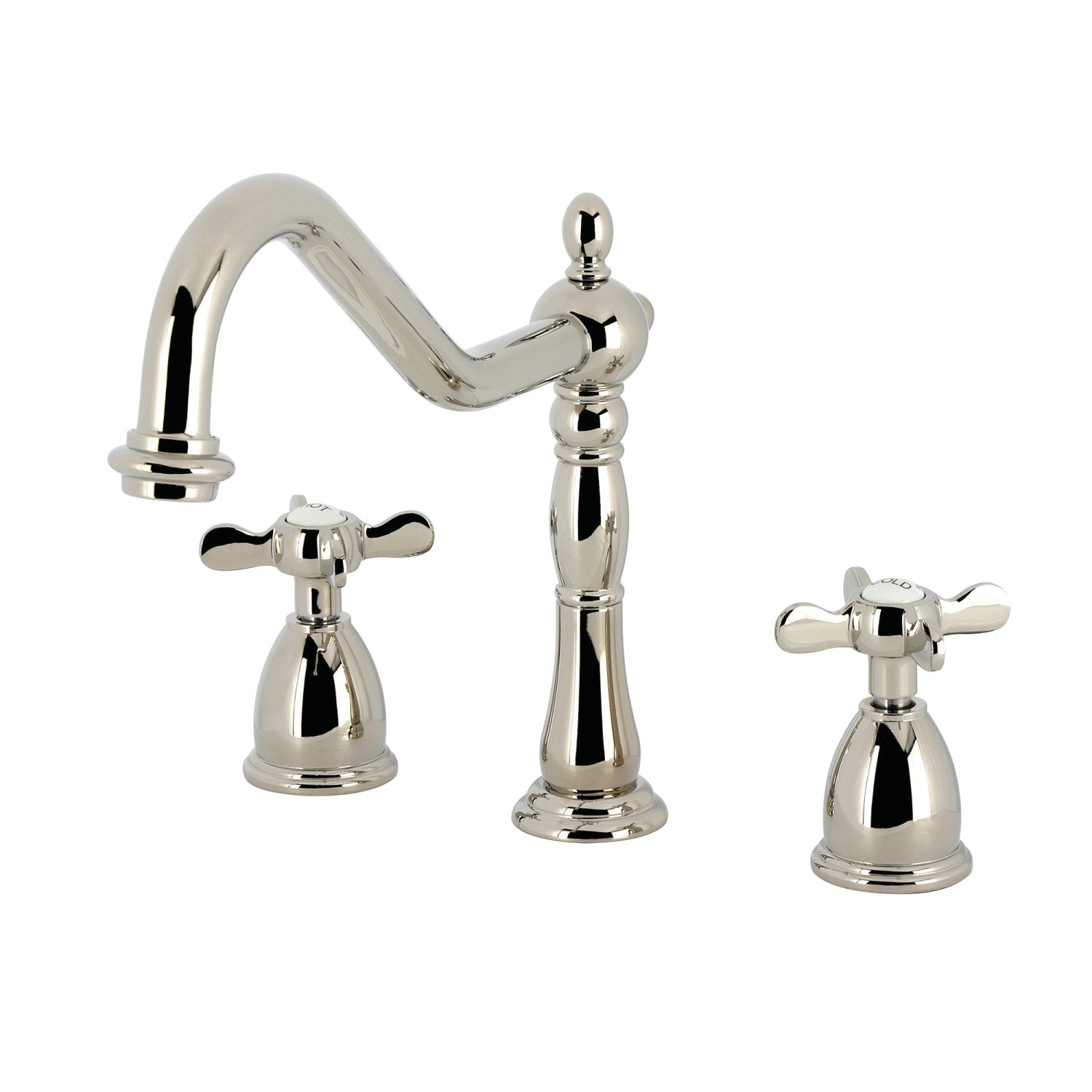 Kingston Heirloom KB1796BEXLS - Robinet de cuisine à double poignée d'Essex 3 trous, nickel poli