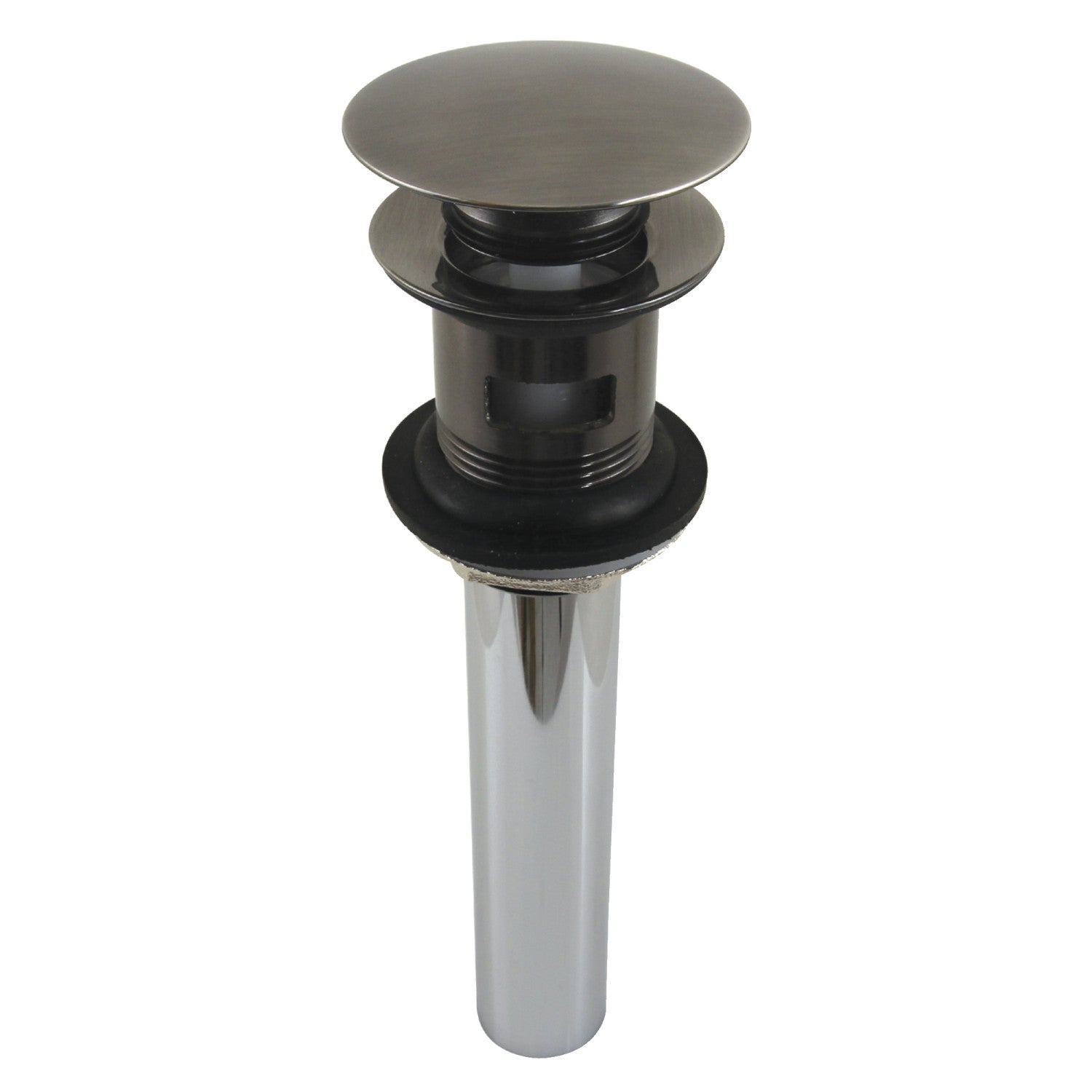 Kingston Sona EV600VN - Trimscape Brass Push Pop-Up Bathroom Sink Drain with Overflow, 22 Gauge, Black Stainless