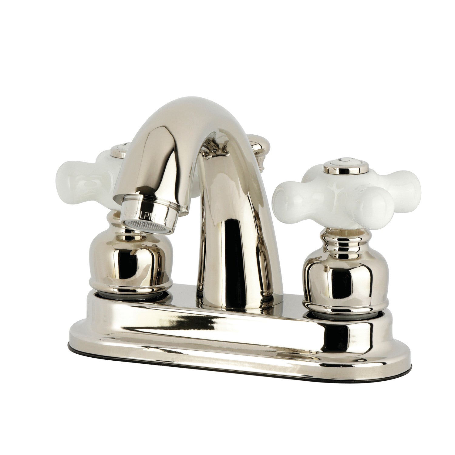 Kingston Heirloom KB5616PX - Robinet de salle de bains à double poignée de restauration 3 trous montage sur plage 4-Inch Centerset avec drain à tirette, nickel poli
