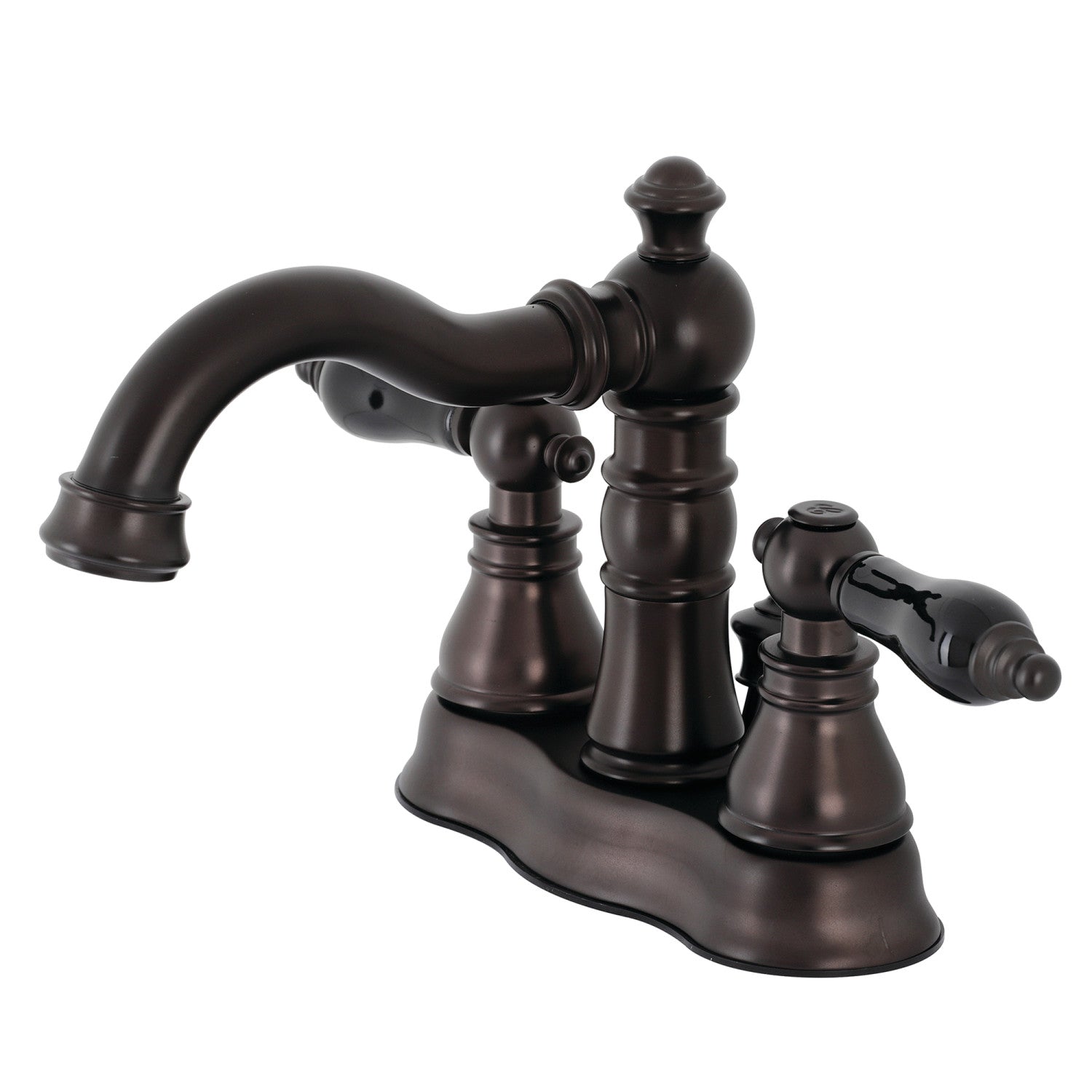 Kingston Heirloom FSC1605AKL - Duchesse Double-poignée 3 trous montage sur plage 4-Inch Centerset Robinet de salle de bains avec laiton à tirette, Bronze frotté à l'huile