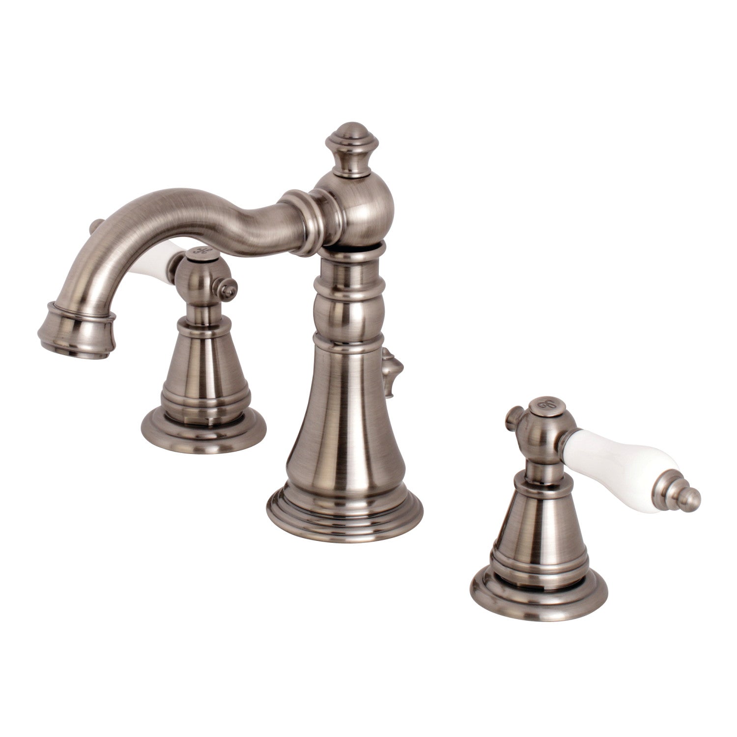 Kingston Heirloom FSC1974PL - Robinet de salle de bain à grande échelle à deux poignées classique anglais 3 trous, en acier inoxydable noir