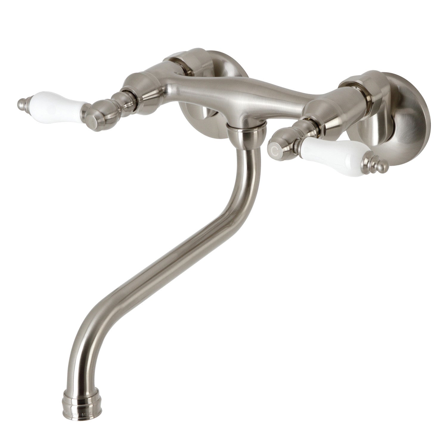 Kingston Heirloom KS515SN - Kingston Double-Handle 2 trous Robinet de salle de bains mural, Nickel brossé