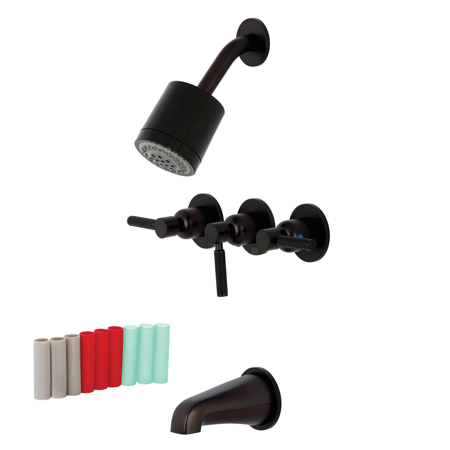 Kingston Sona KBX8135DKL - Robinet de baignoire et de douche à triple poignée Kaiser, bronze frotté à l'huile