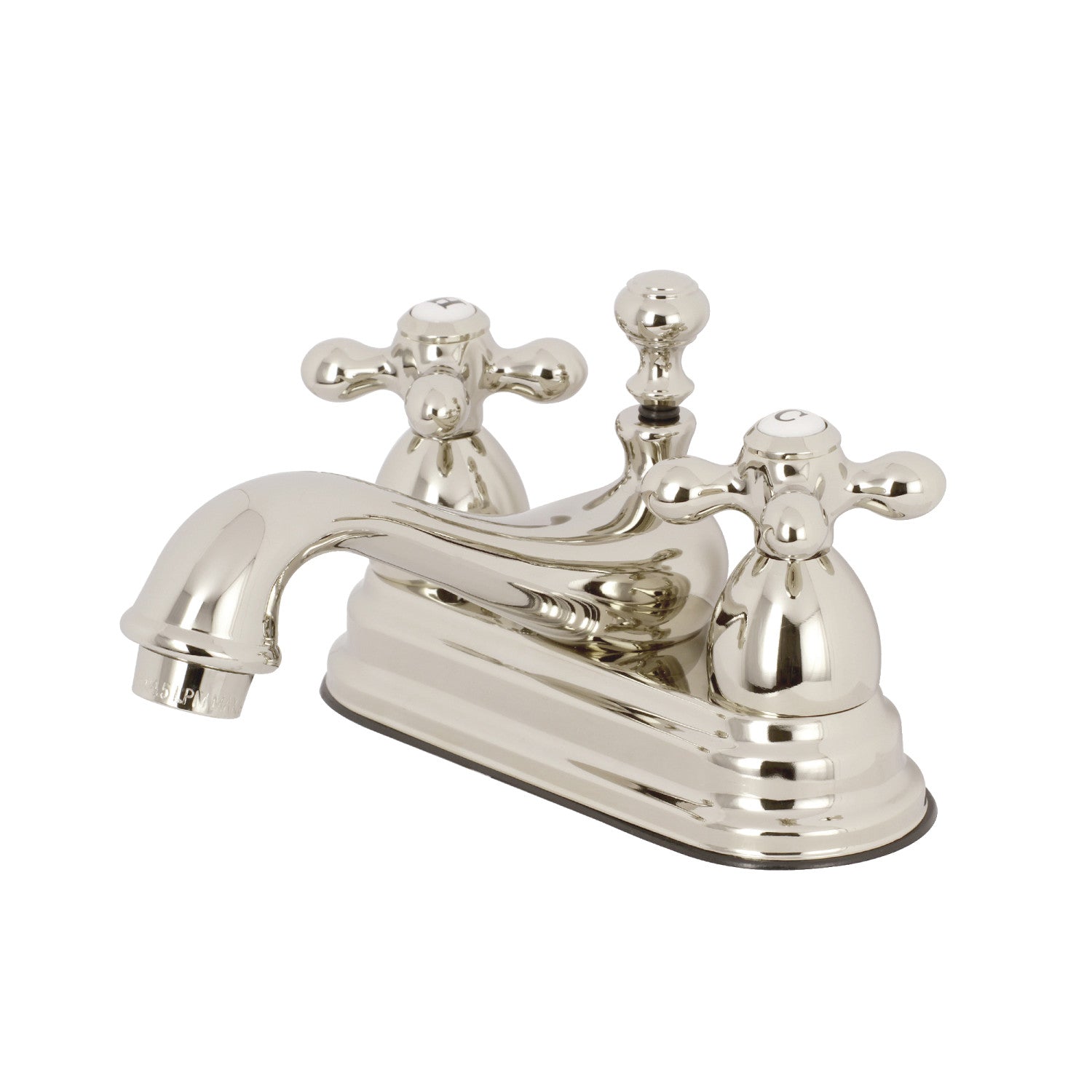 Kingston Heirloom KS3606AX - Robinet de salle de bains à double poignée de restauration 3 trous montage sur plage 4-Inch Centerset avec laiton à tirette, nickel poli