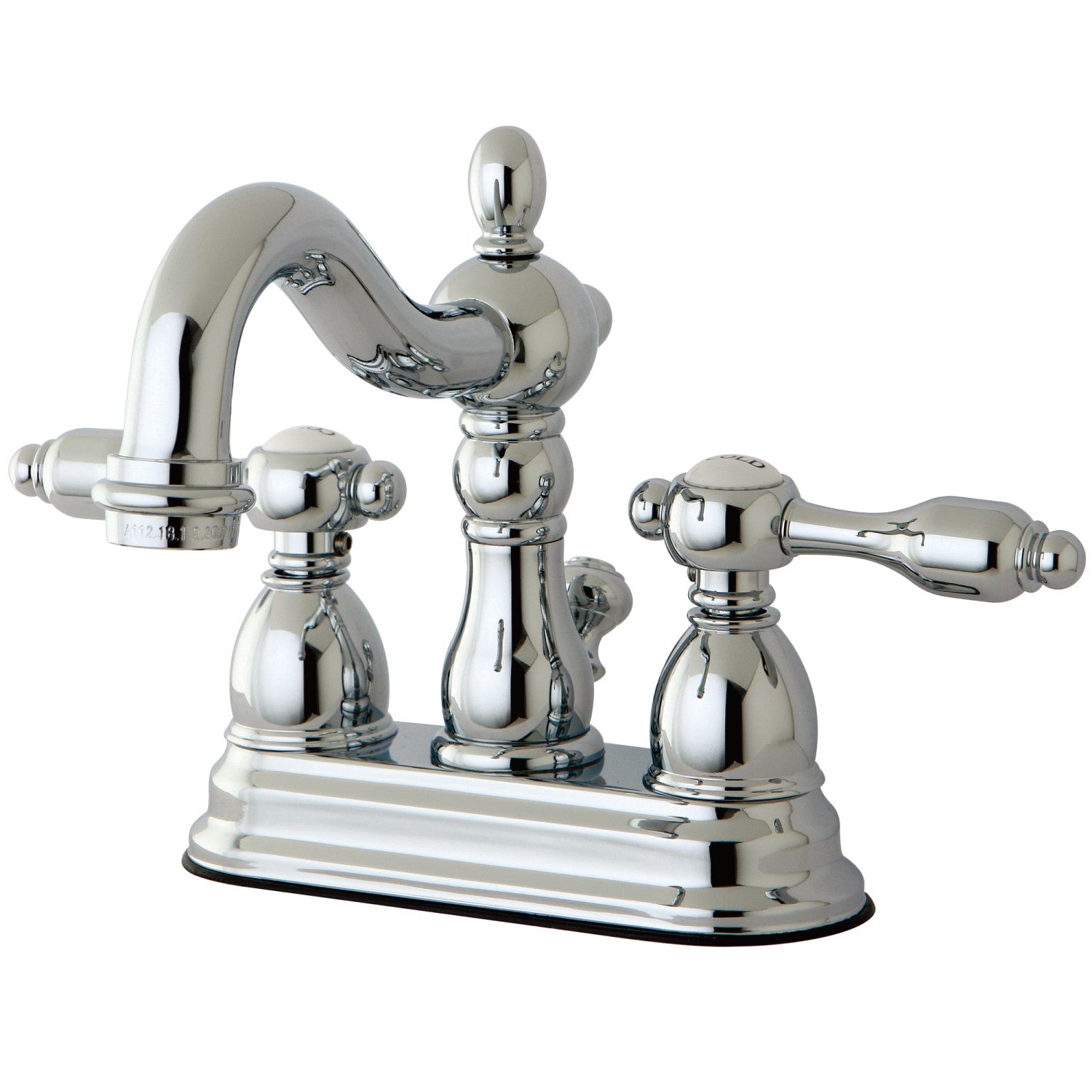 Kingston Heirloom KB1601TAL - Tudor Double-Handle 3 trous montage sur plage 4-Inch Centerset Robinet de salle de bains avec drain à tirette, chrome poli