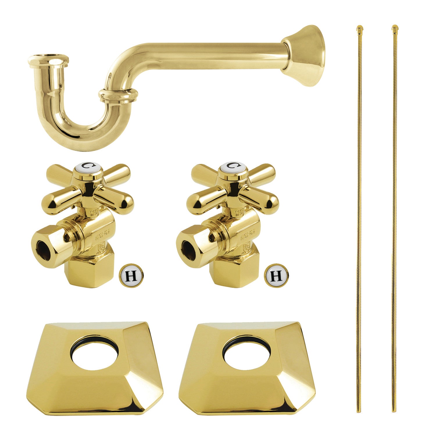 Kingston Tulare KPK130P2 - Trapeze Modern Plumbing Sink Trim Kit with P-Trap, Polished Brass