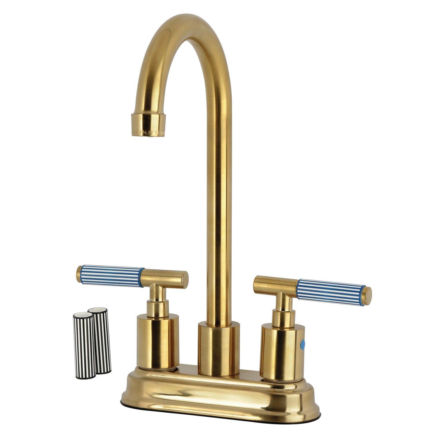 Kingston Sona KB8497KPS - Robinet de bar à double poignée 4-Inch, laiton brossé