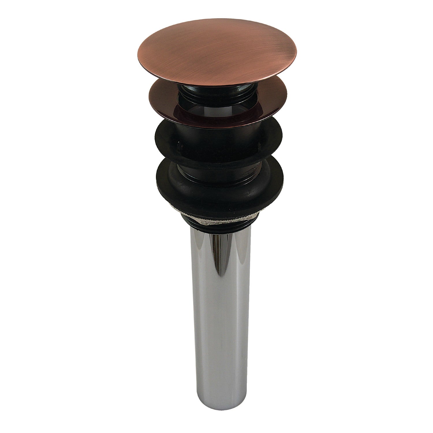 Kingston Sona EV600AC - Trimscape Brass Push Pop-Up Bathroom Sink Drain with Overflow, 22 Gauge, Antique Copper