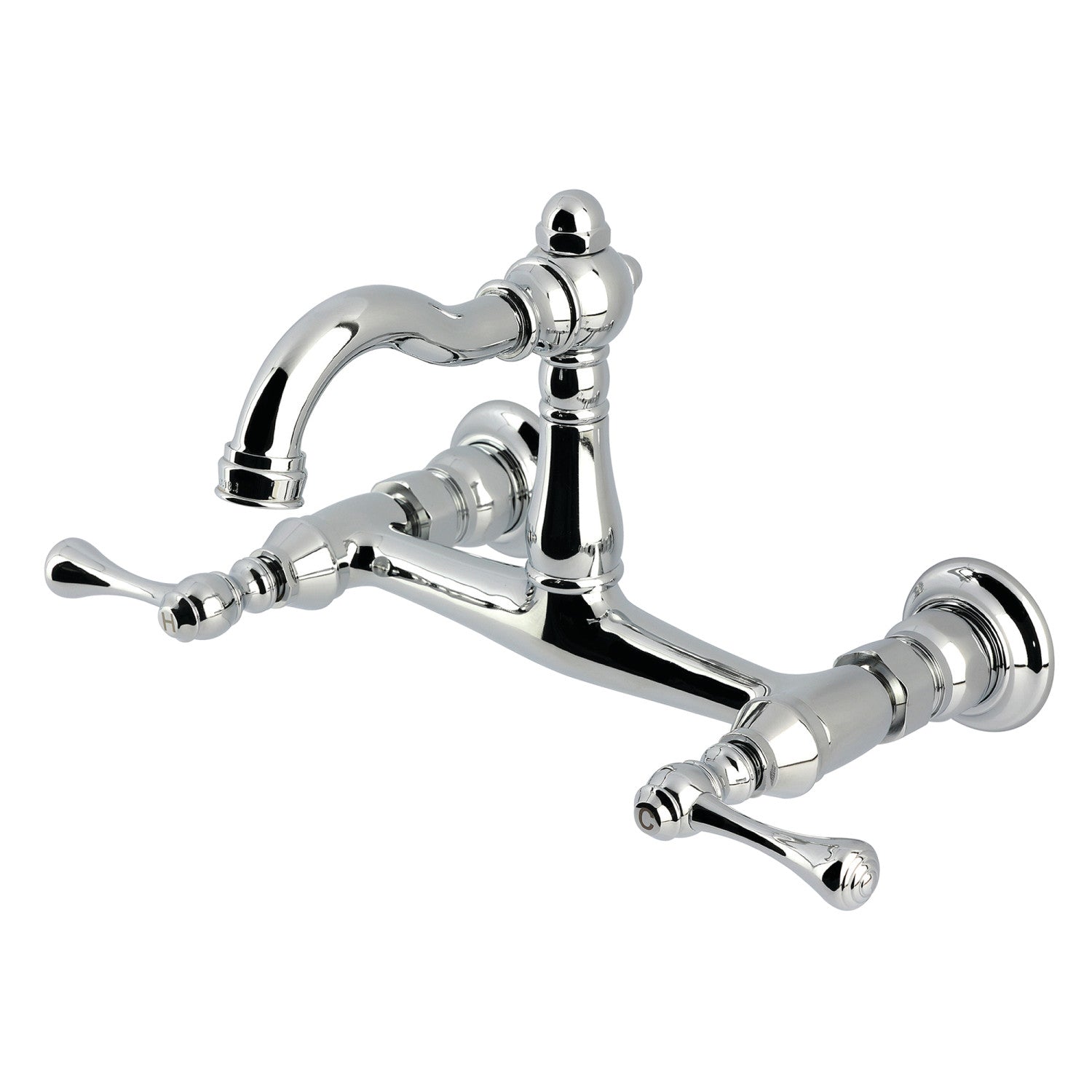 Kingston Heirloom KS3251BL - Robinet de cuisine à deux poignées vintage 2 trous Wall Mount Bridge, chrome poli