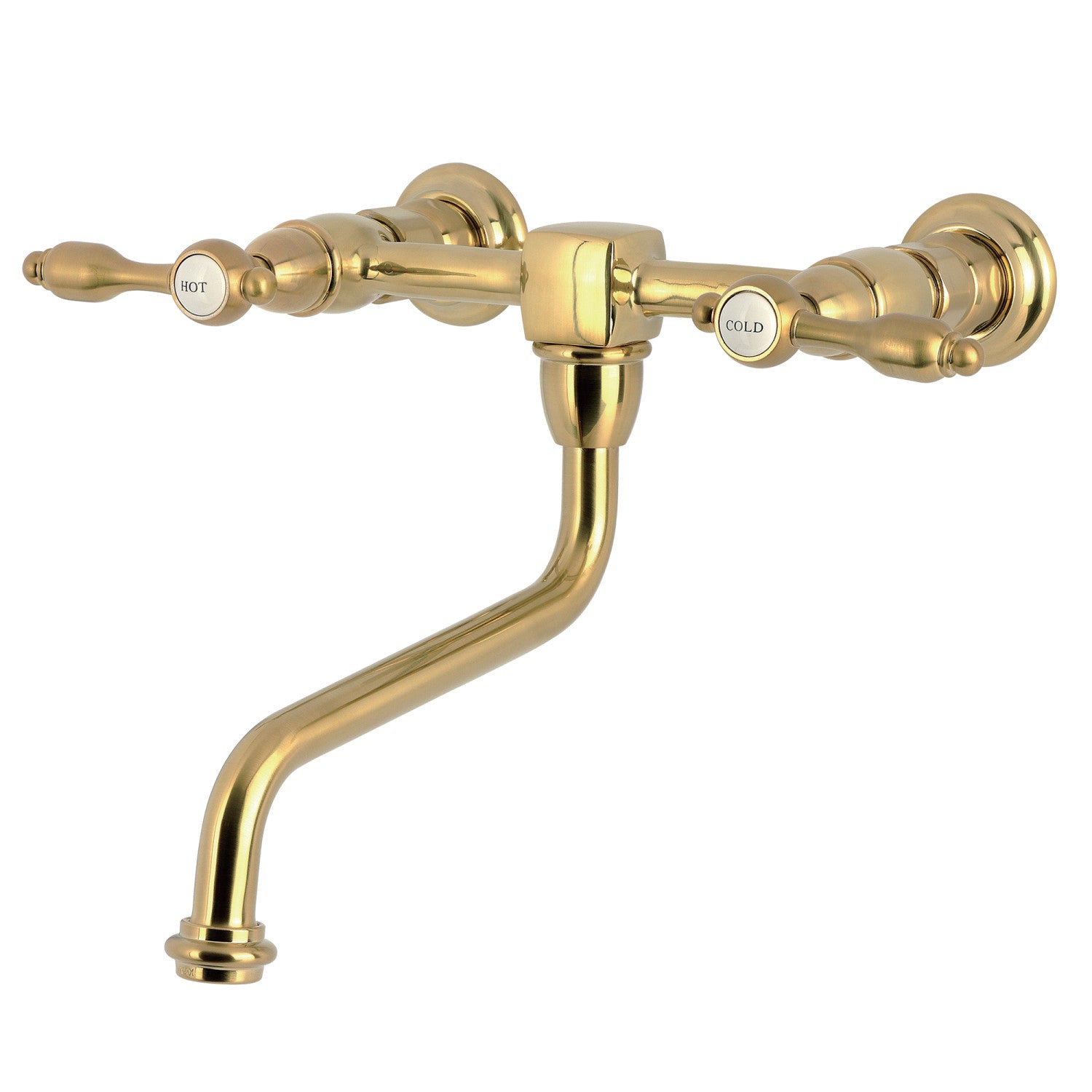 Kingston Heirloom KS1217TAL - Tudor Double-Handle 2 trous Robinet de salle de bains mural, laiton brossé