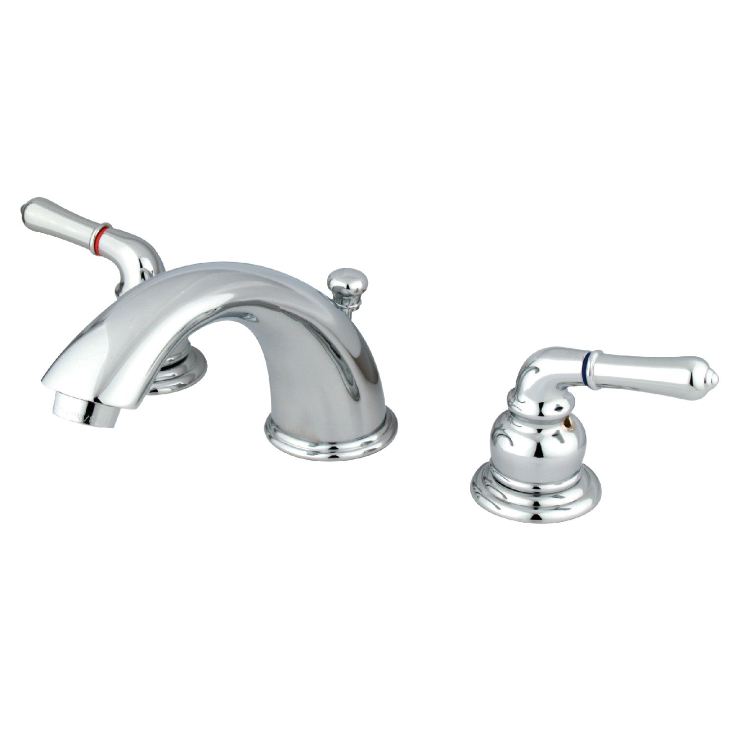 Kingston Tulare KB961 - Magellan Two-Handle 3-Hole Deck Mount Widespread Bathroom Faucet with Pop-Up Drain, Polished Chrome