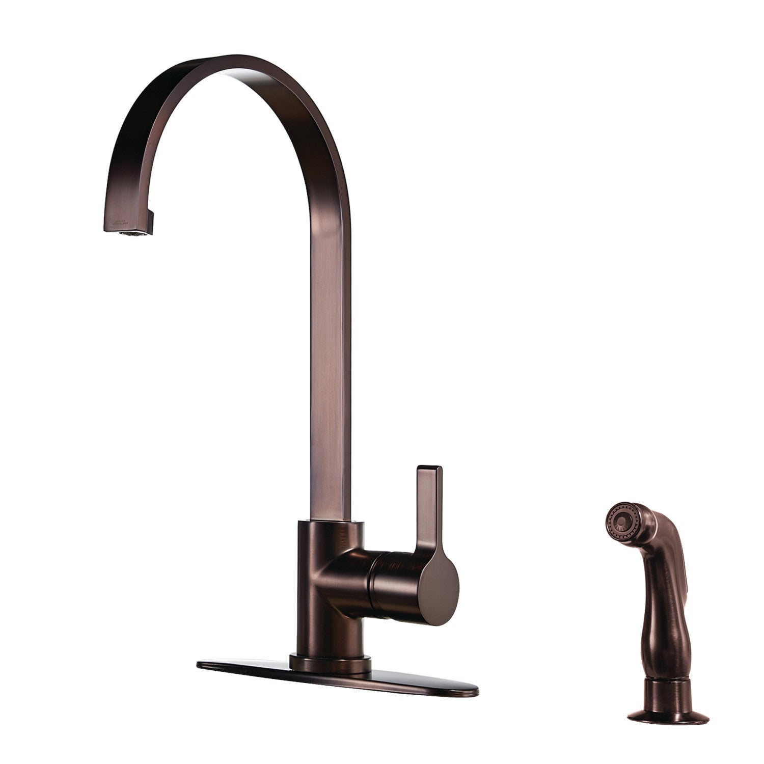 Kingston Sona LS8715CTLSP - Robinet de cuisine monomanche continental 2 trous avec pulvérisateur latéral, bronze frotté à l'huile