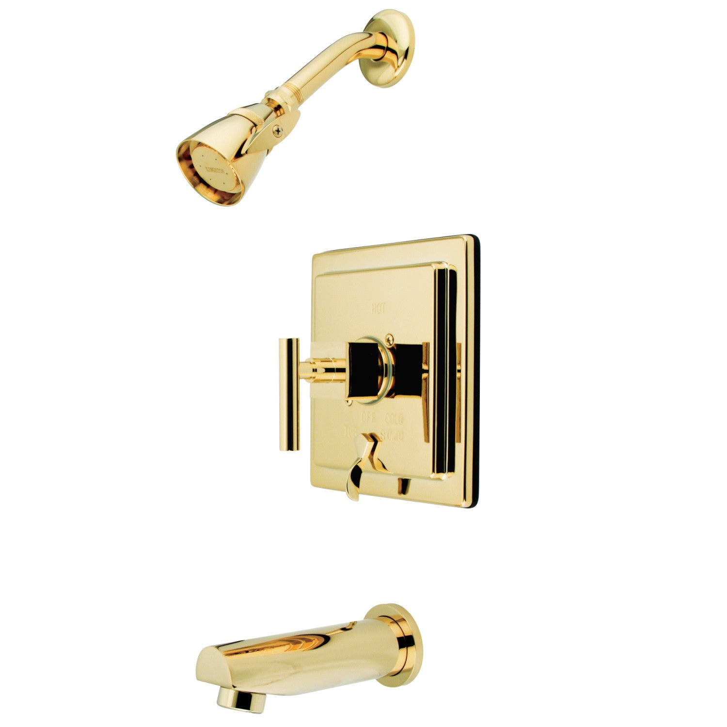 Kingston Sona KB86520CQL - Robinet de baignoire et de douche à pression simple poignée Claremont, laiton poli