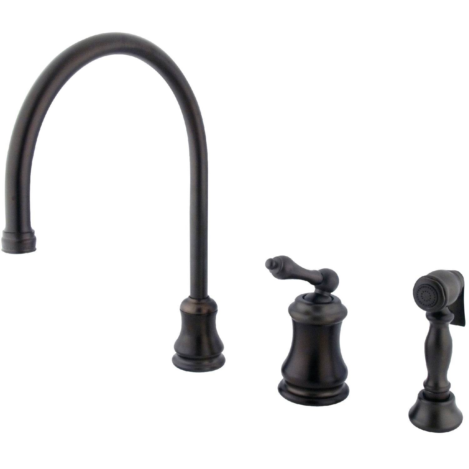 Kingston Tulare KS3815ALBS - Robinet de cuisine à une poignée de restauration 3 trous avec pulvérisateur en laiton, bronze frotté à l'huile