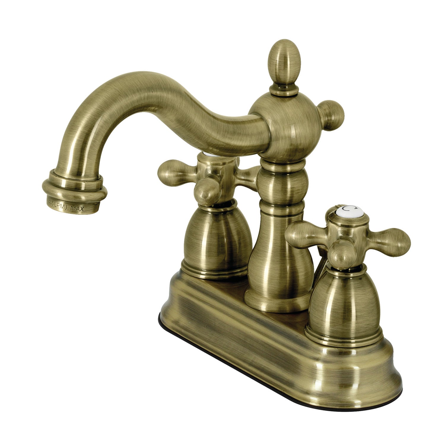 Kingston Heirloom KB1603AX - Heritage Double-Handle 3 trous montage sur plage 4-Inch Centerset Robinet de salle de bains avec drain à tirette, laiton antique