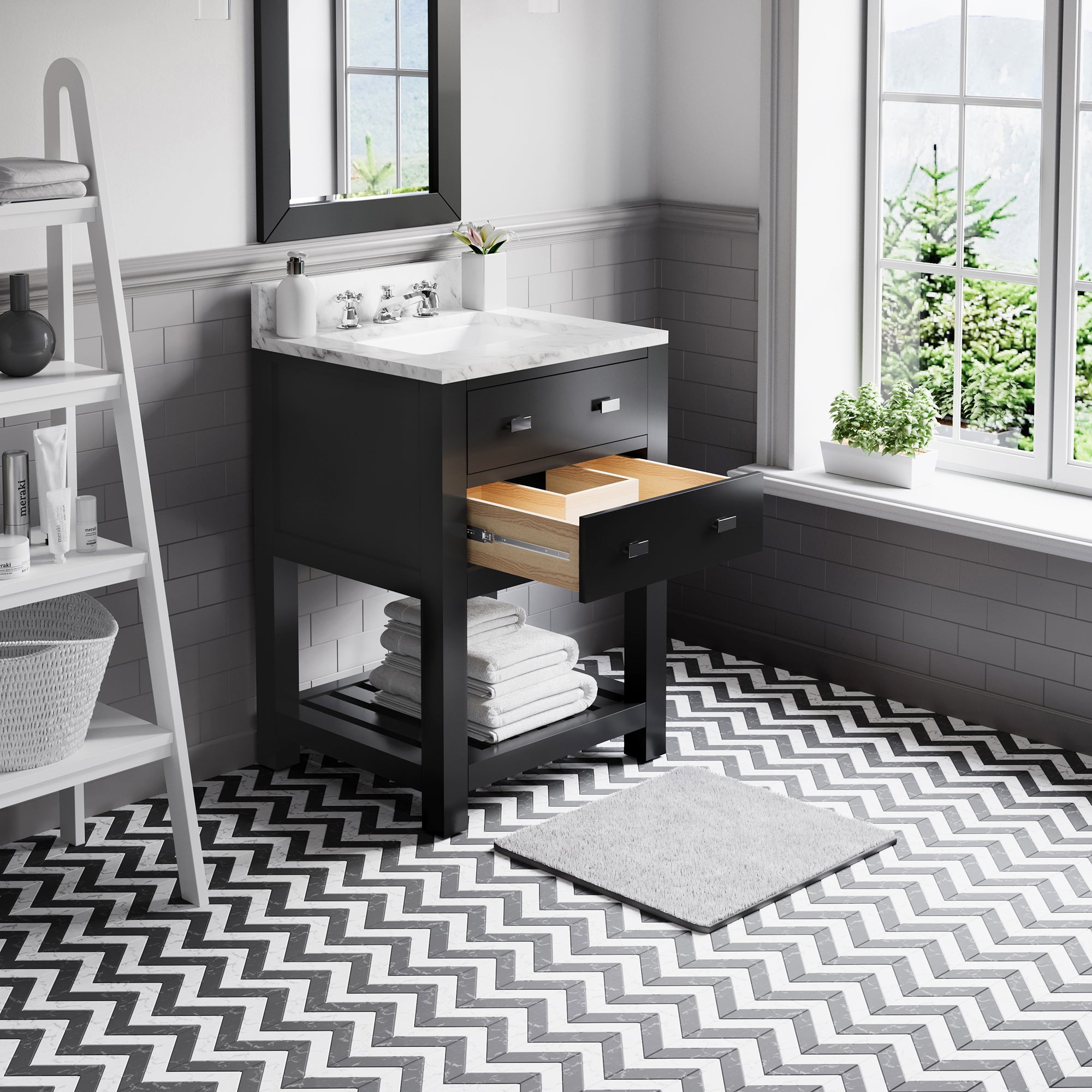 Kingston Luxe MA24CW01ES - 24 in. x 21.5 in. Bathroom Vanity Carrara White Marble Top, Espresso