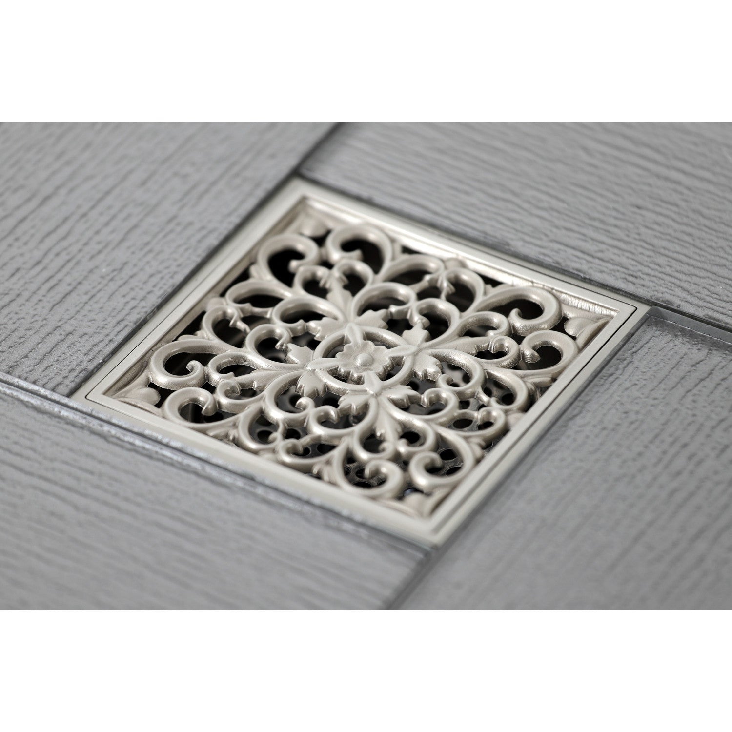 Kingston Watercourse BSF9771BN 4-Inch Brass Square Grid Shower Drain with Hair Strainer, Brushed Nickel