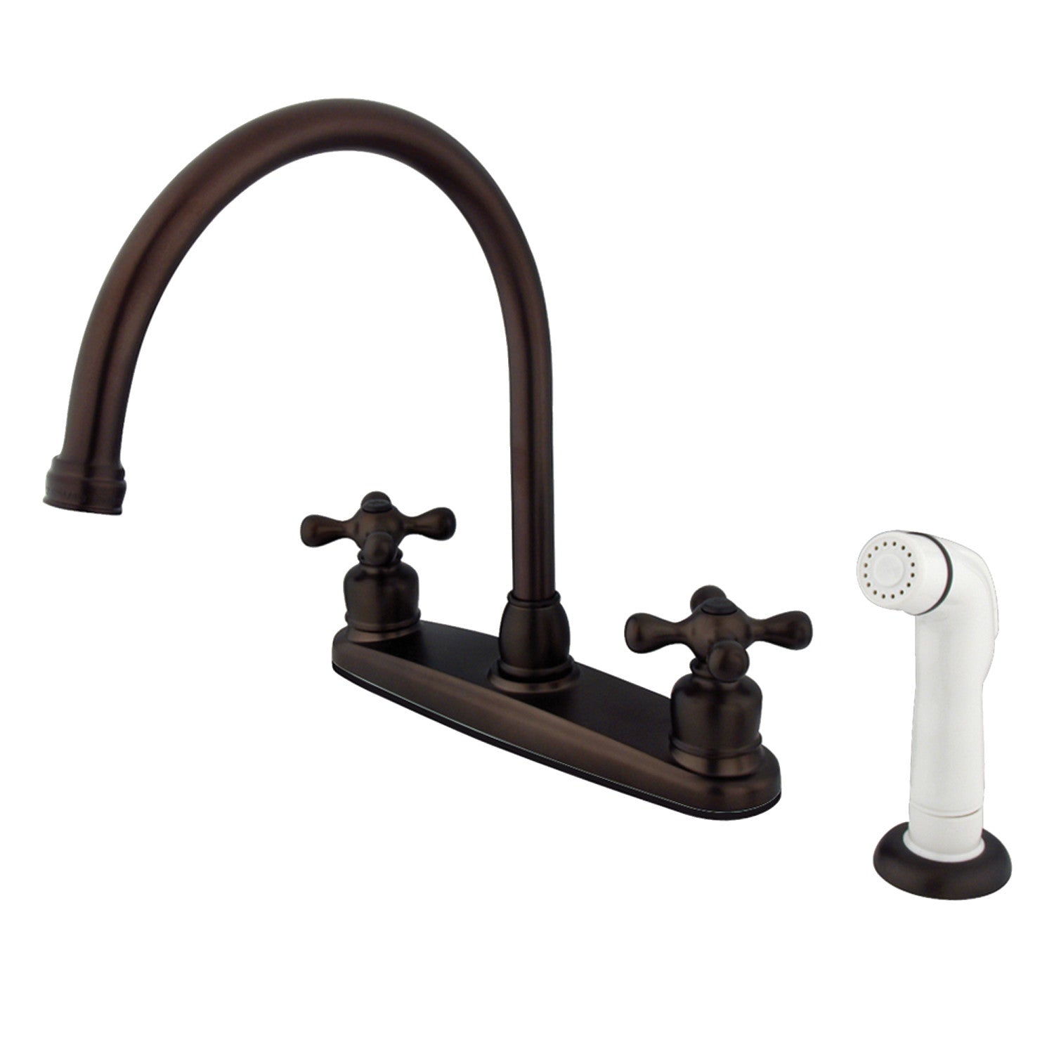 Kingston Heirloom KB725AX - Vintage deux poignées 4 trous 8" Centerset robinet de cuisine avec pulvérisateur latéral, huile frotté Bronze