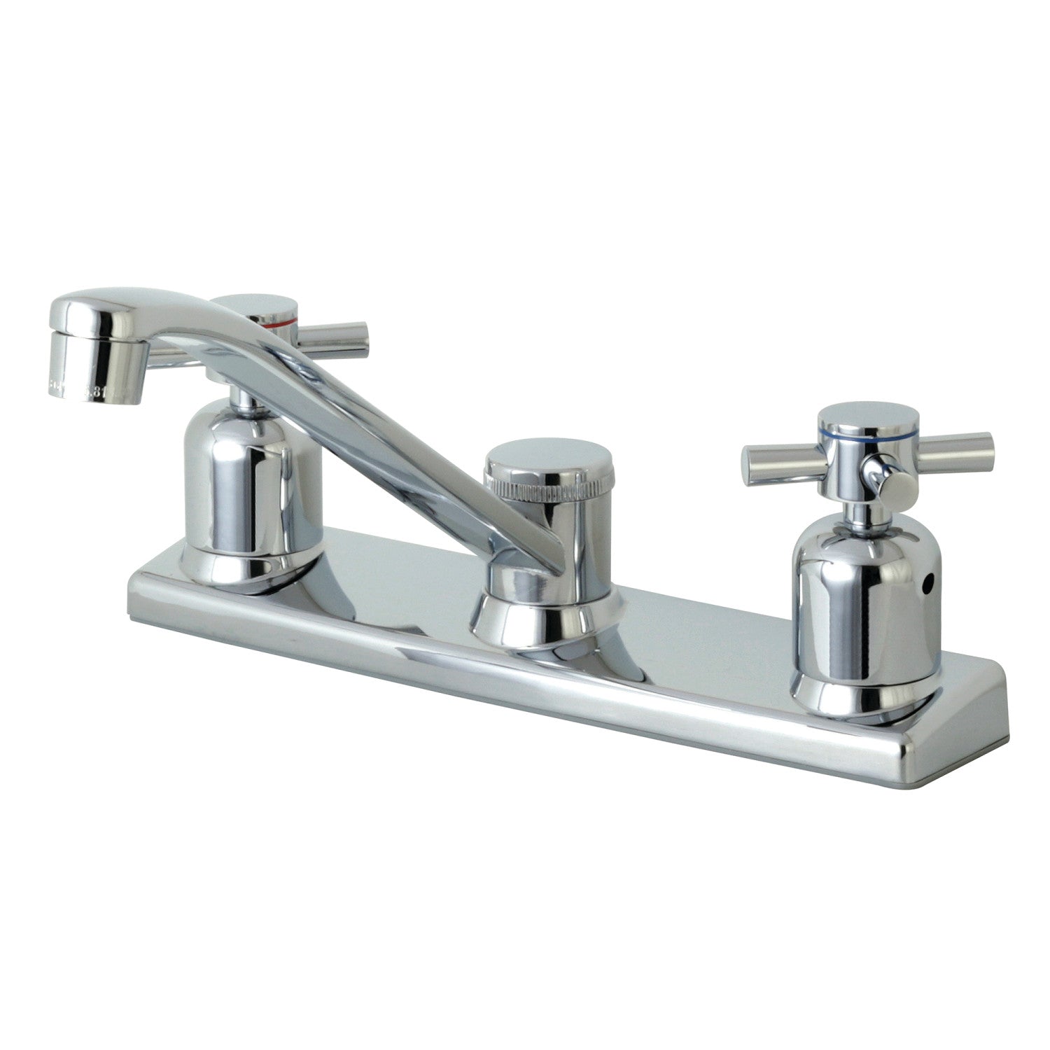 Kingston Tulare FB121DX - Robinet de cuisine central à deux poignées Concord 2 trous 8, chrome poli